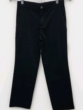 E-land Boys 8 Navy Blue Chino Pants Flat Front Hook & Bar Close Adjustable Waist